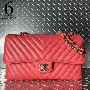 Chanel Chevron Quilted Lambskin Classic Medium Double Flap in Pink GHW